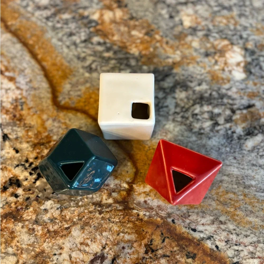 Set of Three West Elm Geometric Vases